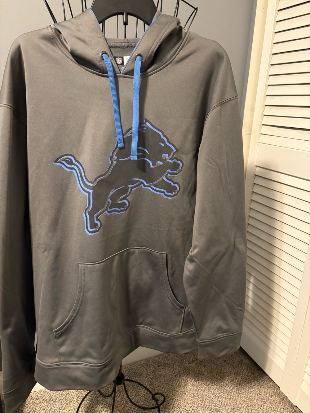 Team Apparel Charcoal Gray Hoodie with Light Blue Accents Detroit Lions